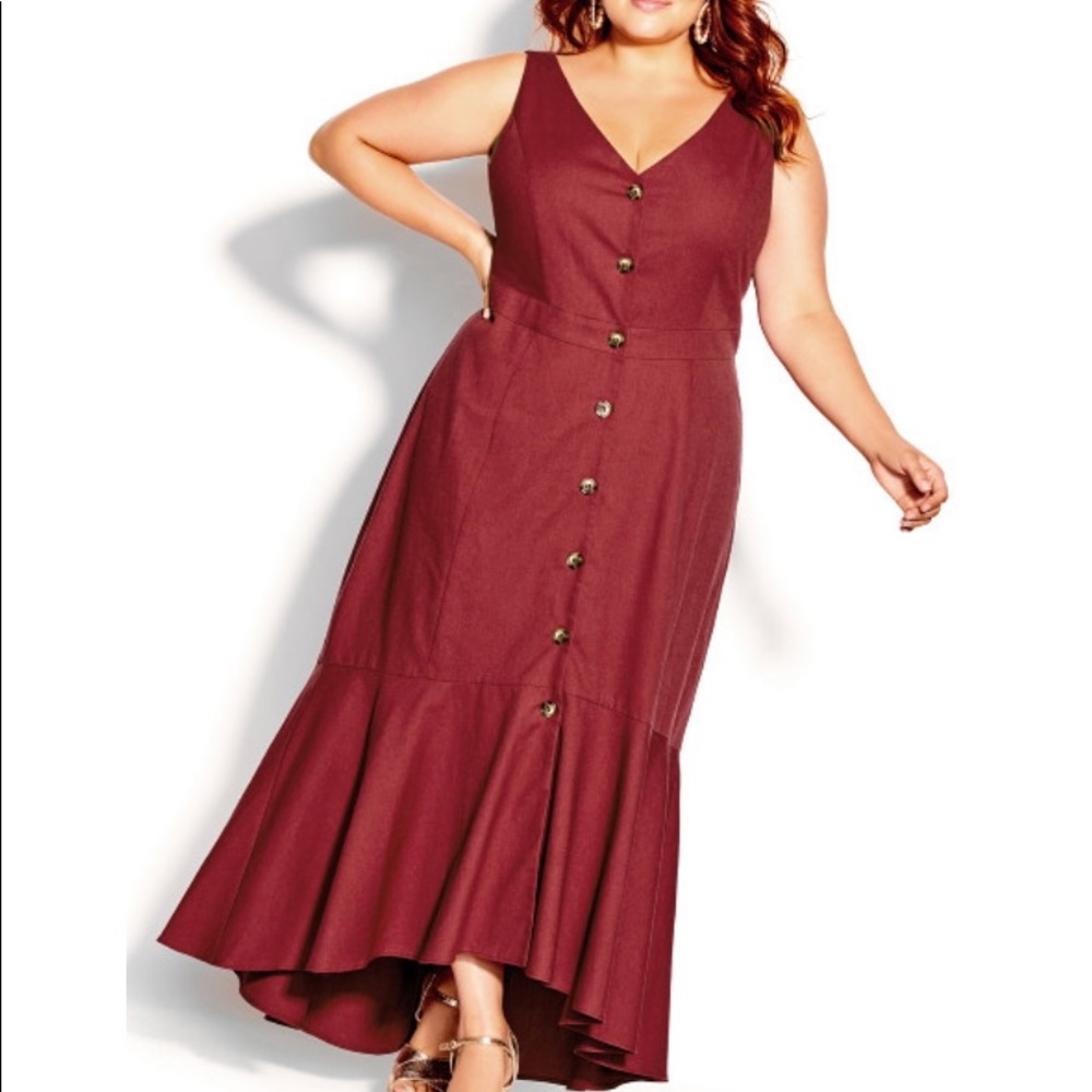 NWT // City Chic Button Down Maxi  // color Nutmeg